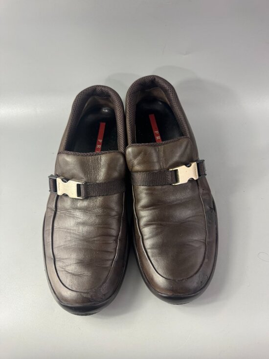 Authentic Prada Chocolate Brown Leather Classic Loafers main image 6